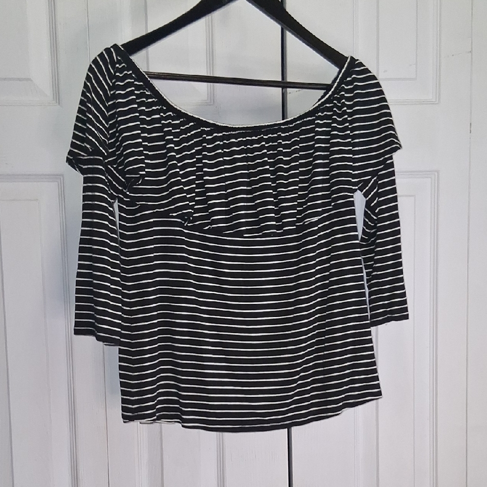 American Eagle Outfitters Black and White Striped Blouse